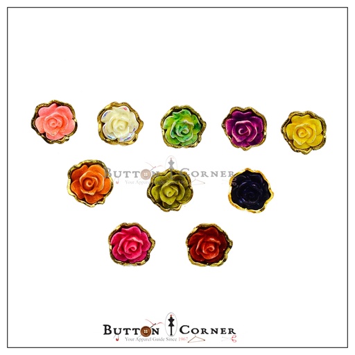 Rose Design Metal Shirt Button