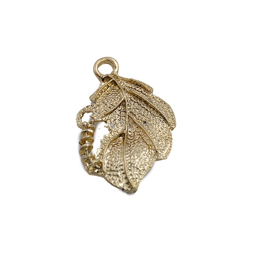 [FA7112 GOLD]  Rustic, Textured Finish Leaf Shape Hanging