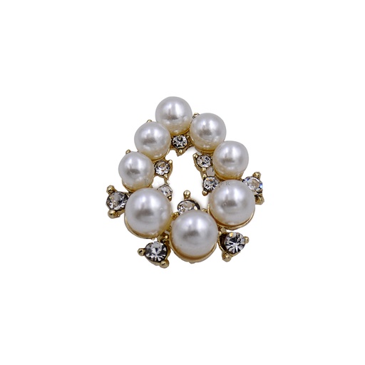 [FAR10622-GOLD] Drop Shape Pearl & Stone Hanging