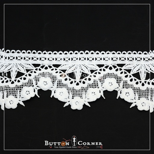 [ALN362-WHITE] One Side Border Shuttle Lace