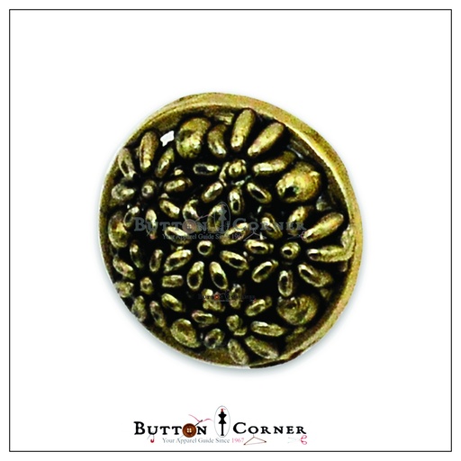 [MBQ0474-ANTIQUE GOLD] Flowers Design Metal Shank Button
