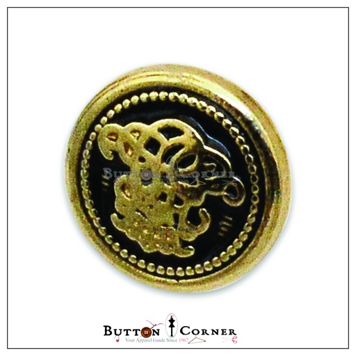 [MBQ0463-BLACK GOLD] Crown Design Metal Shank Button