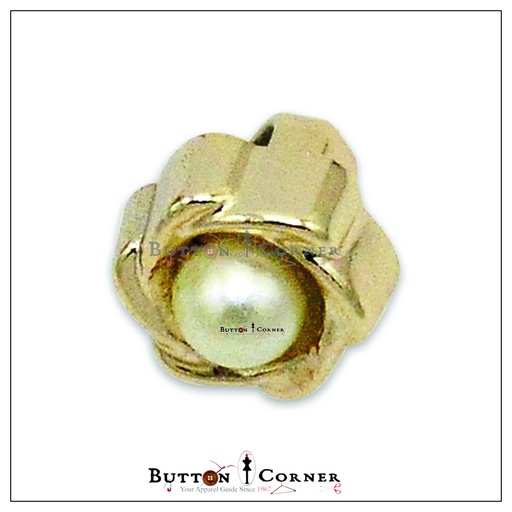 [PB182 WHITE GOLD] Rose Design With Pearl Shirt Button