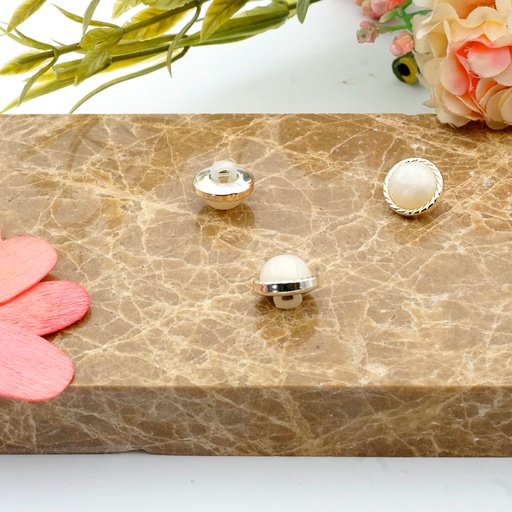 [PB12 WHITE GOLD] Border Design Pearl Shank Button