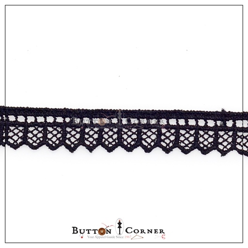[19145-BLACK] One Side Border Shuttle Lace
