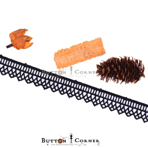 [20580-BLACK] One Side Border Shuttle Lace
