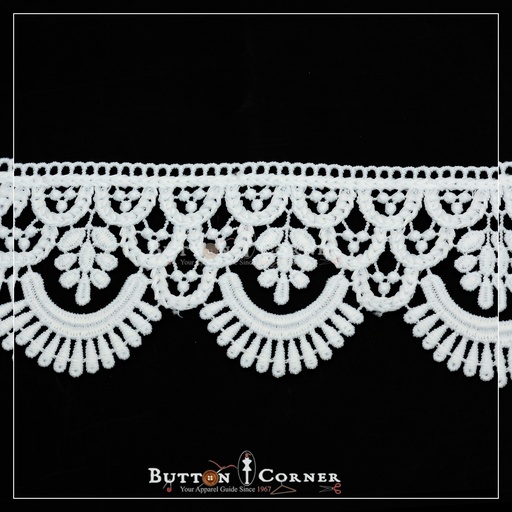 [19194-6-WHITE] One Side Border Shuttle Lace