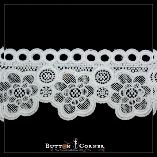 [17237-7-WHITE] One Side Border Shuttle Lace