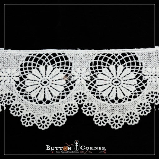 [19134-6-WHITE] One Side Border Shuttle Lace