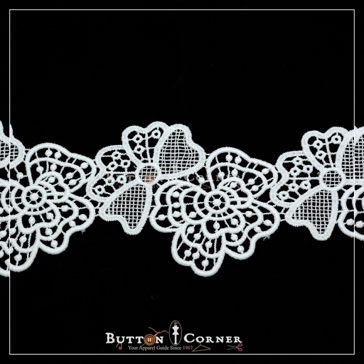 [17948-7 WHITE] Flower Design Shuttle Lace