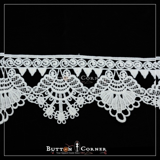 [17813-6-WHITE] One Side Border Shuttle Lace