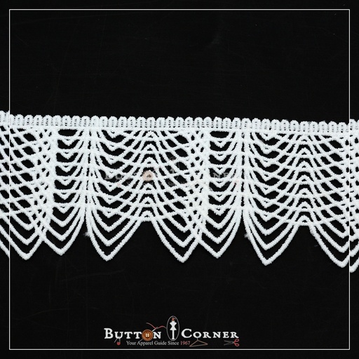 [17974-5-WHITE] One Side Border Shuttle Lace