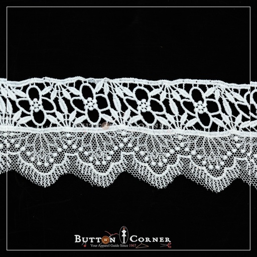 [16876-W4-WHITE] One Side Border Shuttle Net Lace