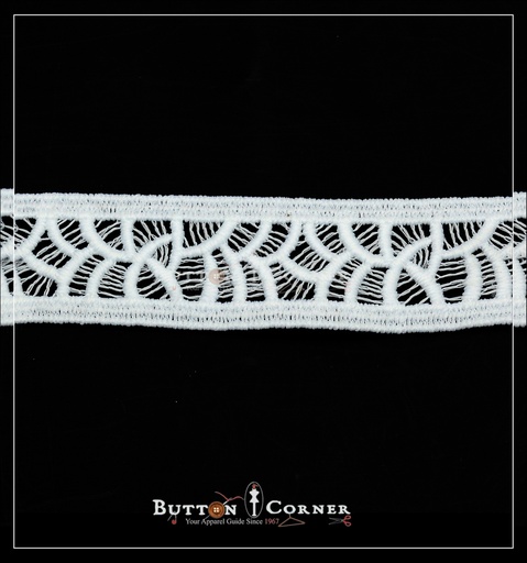 [82902-3-WHITE] Double Side Border Shuttle Lace