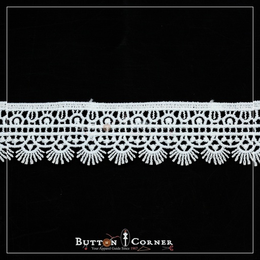 [85545-2-WHITE] One Side Border Shuttle Lace
