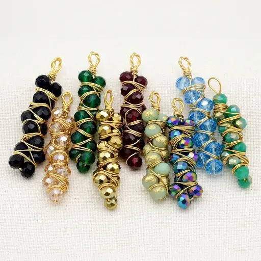 Handmade Wire-Wrapped Faceted Bead Hanging Button
