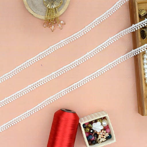 [ALN366 WHITE] One Side Border Shuttle Lace