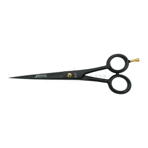 [BC-BARB-6.5" BLACK] Jackson Barber Scissors With Removable Finger Rest