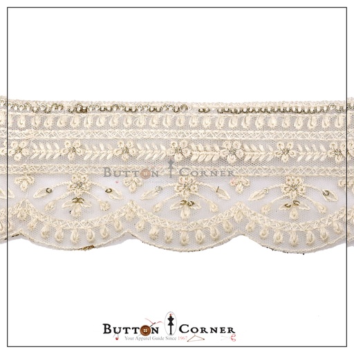 [EML325 WHITE] One Side Embroidery Net Lace