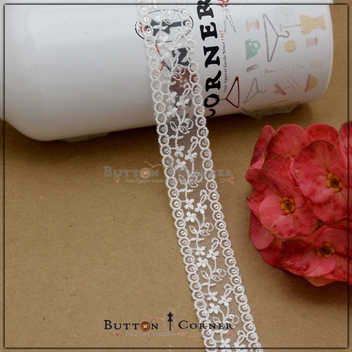 [AY40082-WHITE] Double Side Border Embroidery Net Lace