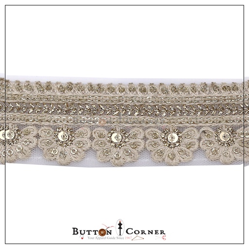 [EML329-WHITE] Embroidery & Metallic Yarn Net Lace