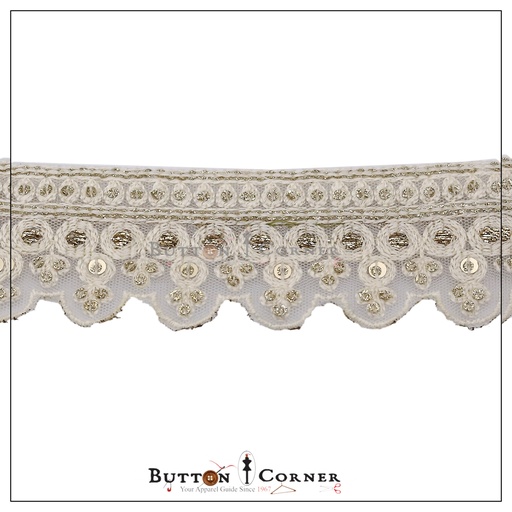 [EML337-WHITE] Embroidery & Metallic Yarn Net Lace
