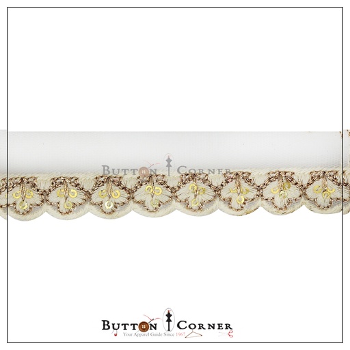 [EML339 WHITE] Embroidery & Metallic Yarn Net Lace