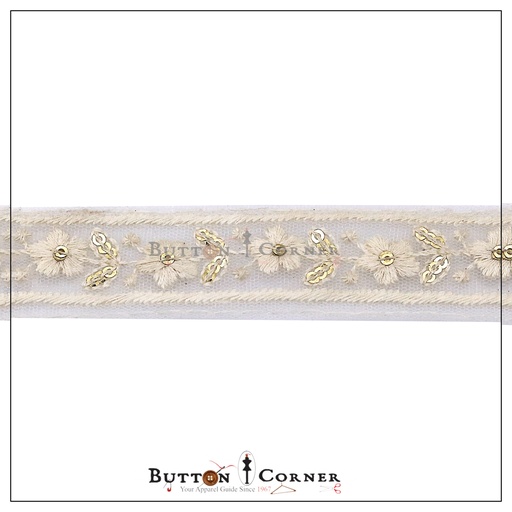 [EML343-WHITE] Double Side Embroidery Net Lace
