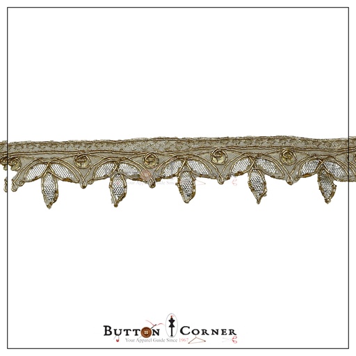 [GOTL569-SILVER GOLD] One Side Metallic Yarn Gota Lace