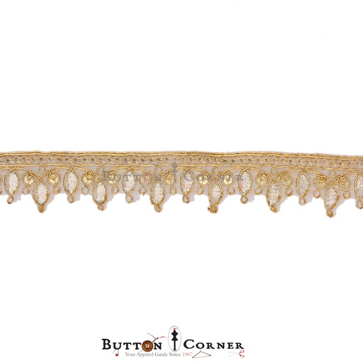 [GOTL570-SILVER GOLD] One Side Metallic Yarn Gota Lace