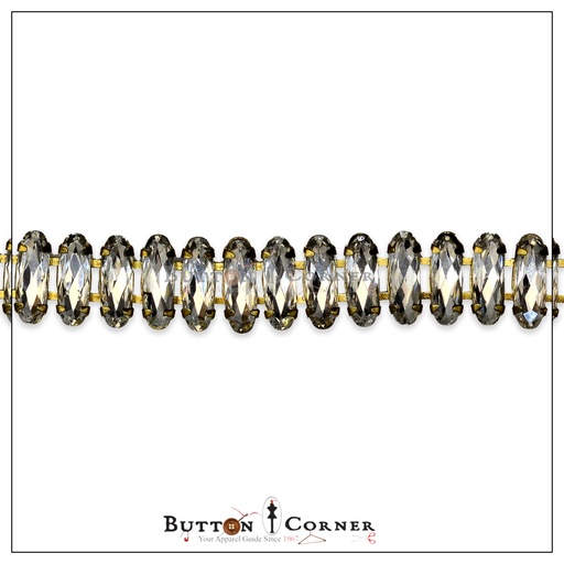 [774-22-CRYSTAL WHITE] Tube Oval Fancy Metal Chain