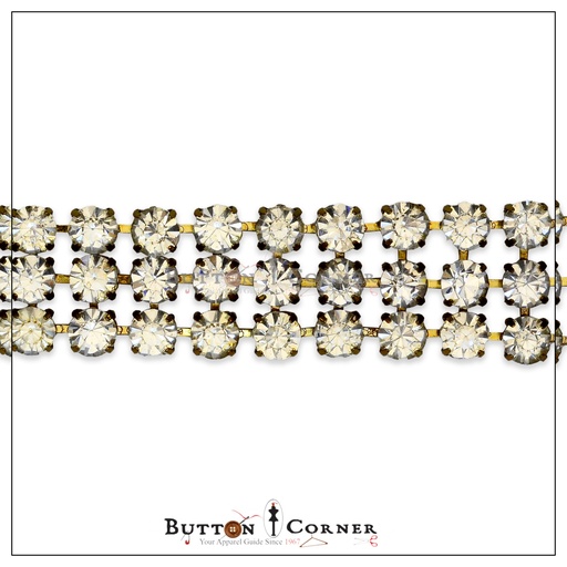 [774-23 CRYSTAL WHITE] 3 Line Straight Fancy Metal Chain