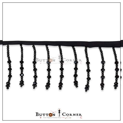 [CDJL66-BLACK] Fancy Glass Beads Hanging Lace