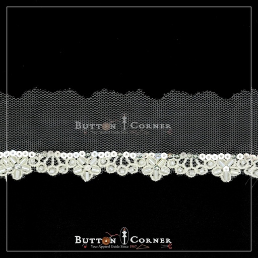 Fancy Glass Beads Sequence Lace
