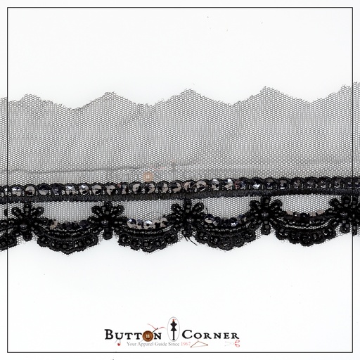Fancy Glass Beads Sequence Lace