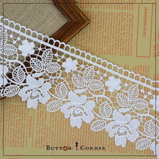 [SHTL285-WHITE] One Side Border Shuttle Lace