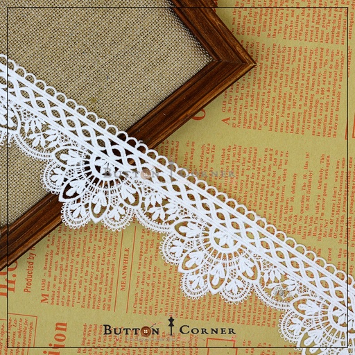 [SHTL290-WHITE] One Side Border Shuttle Lace