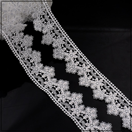 [AL744-WHITE] One Side Border Shuttle Sequence Lace