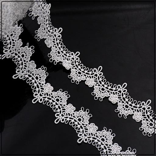 [AL747-WHITE] One Side Border Shuttle Sequence Lace