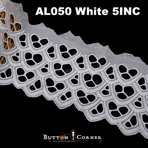 [AL050-WHITE] Cotton One Side Border Lace