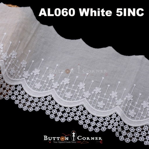 [CL/AL060 WHITE] Cotton One Side Border Lace