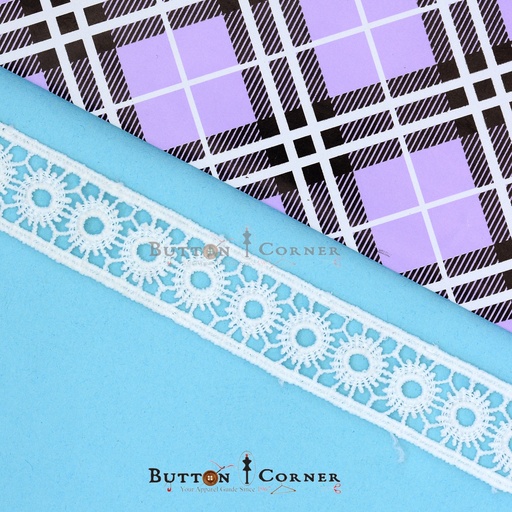 [SHTL304-WHITE] Double Side Border Shuttle Lace