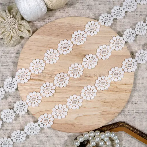 [SHTL316/16144 WHITE] Blossom Design Shuttle Lace