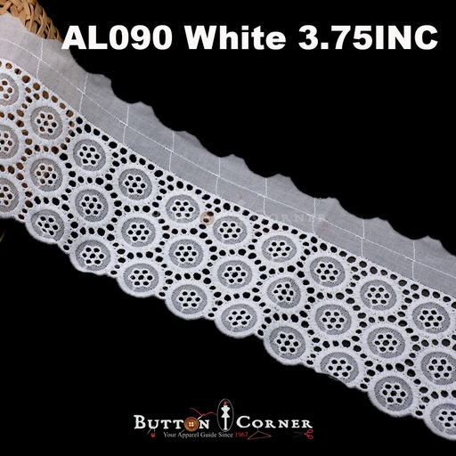 [CL/AL090 WHITE] Cotton One Side Border Lace