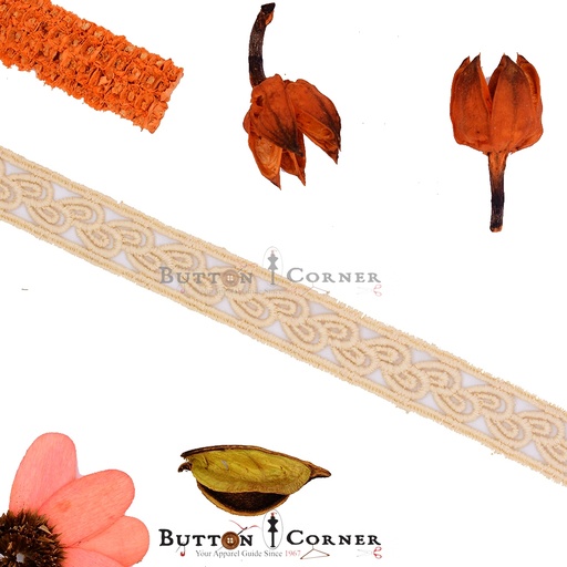 [SHTL326-BEIGE] Double Side Border Shuttle Lace