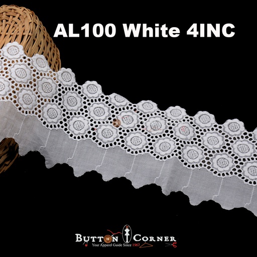 [AL100-WHITE] Cotton One Side Border Lace