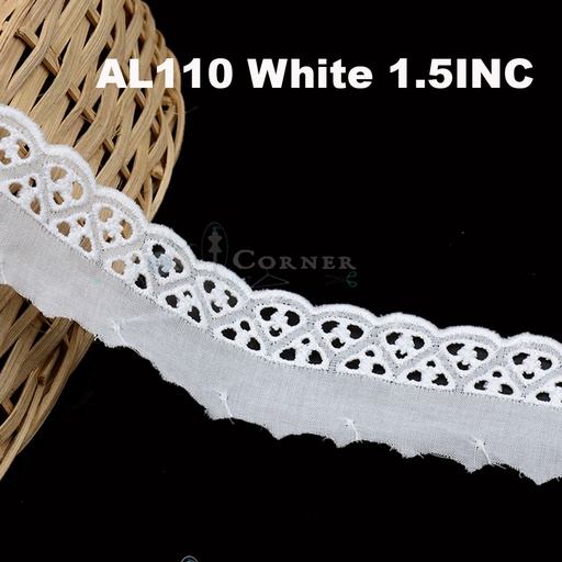 [AL110-WHITE] Cotton One Side Border Lace