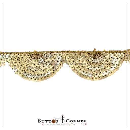[FANL721-GOLD] One Side Metallic Yarn Sequence Lace