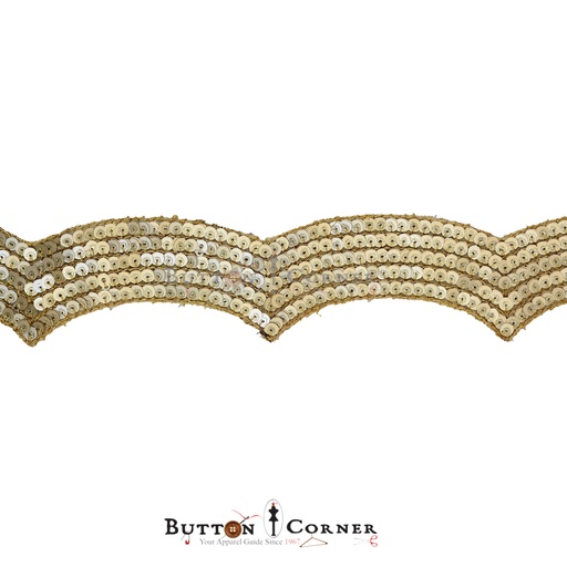 [FANL920-GOLD] One Side Metallic Yarn Sequence Lace
