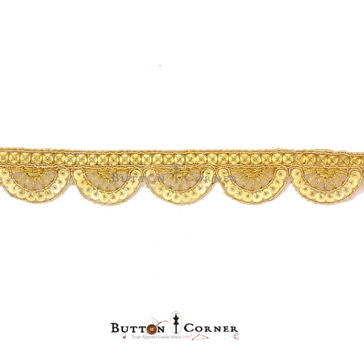 [FANL791-GOLD] One Side Metallic Yarn Sequence Lace